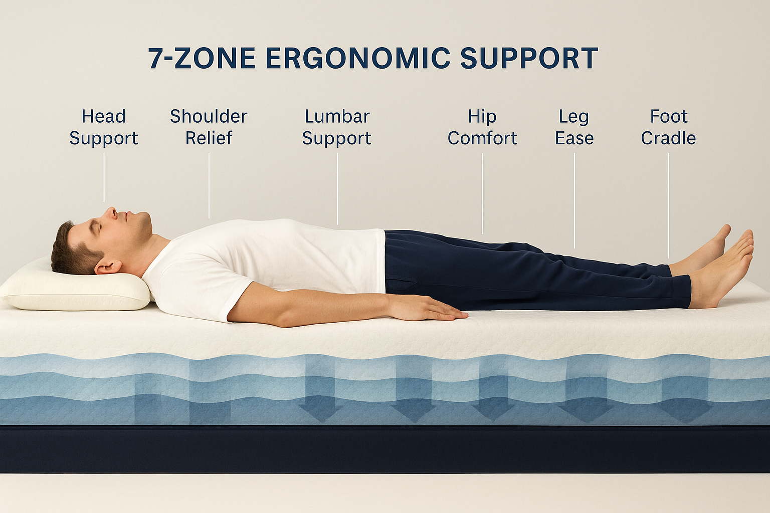 Seven zone ergonomic of a body.