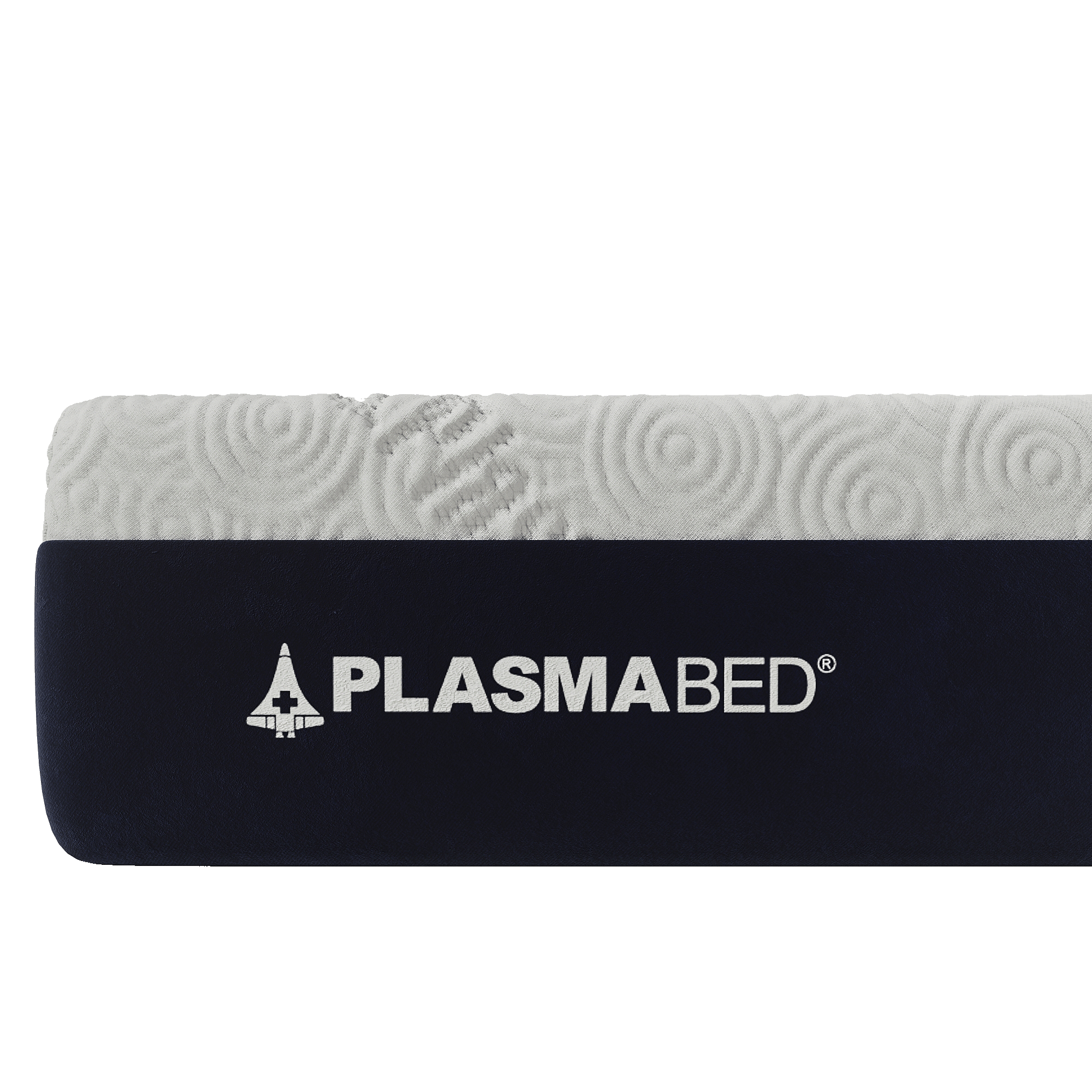 Floatation bed logo close view.