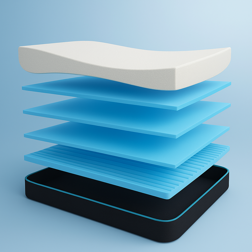 Bed with different layers.