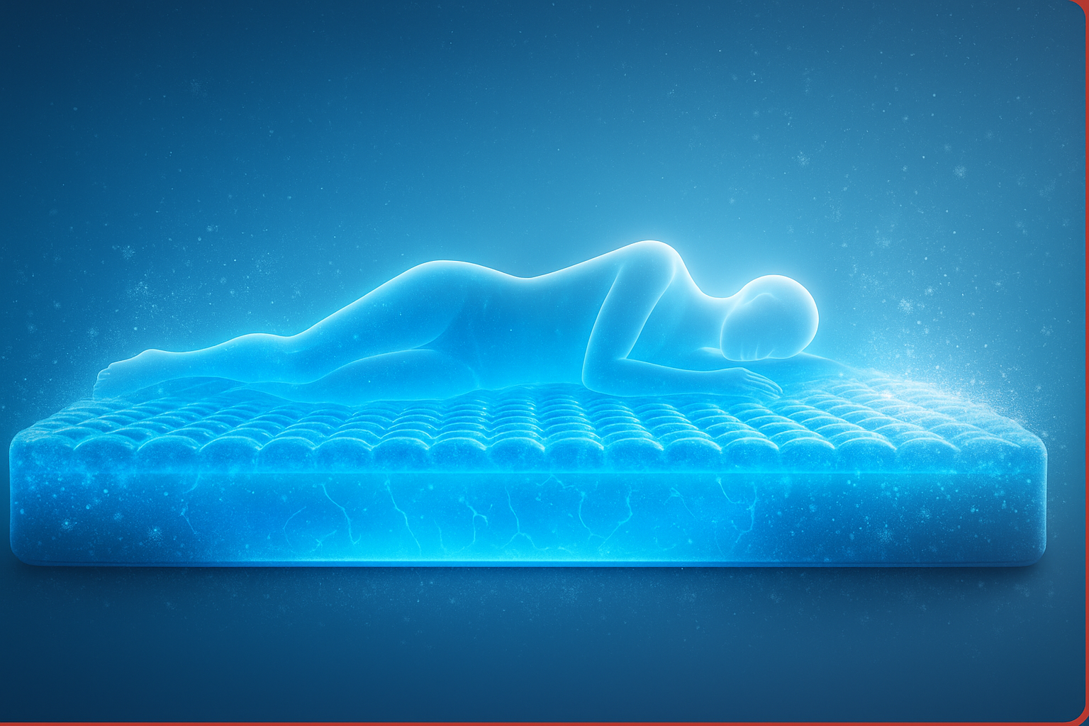 Person laying on a blue mattress.