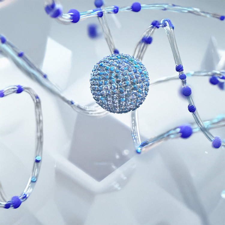 Crystal atom particles in the air.