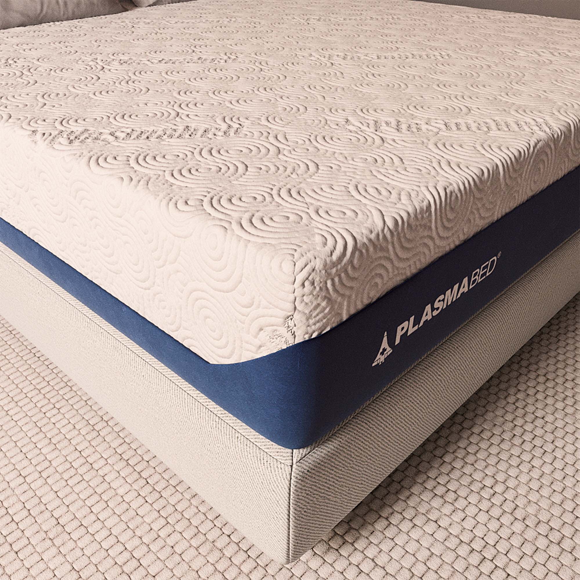 Floatation mattress close up view from the left angle.
